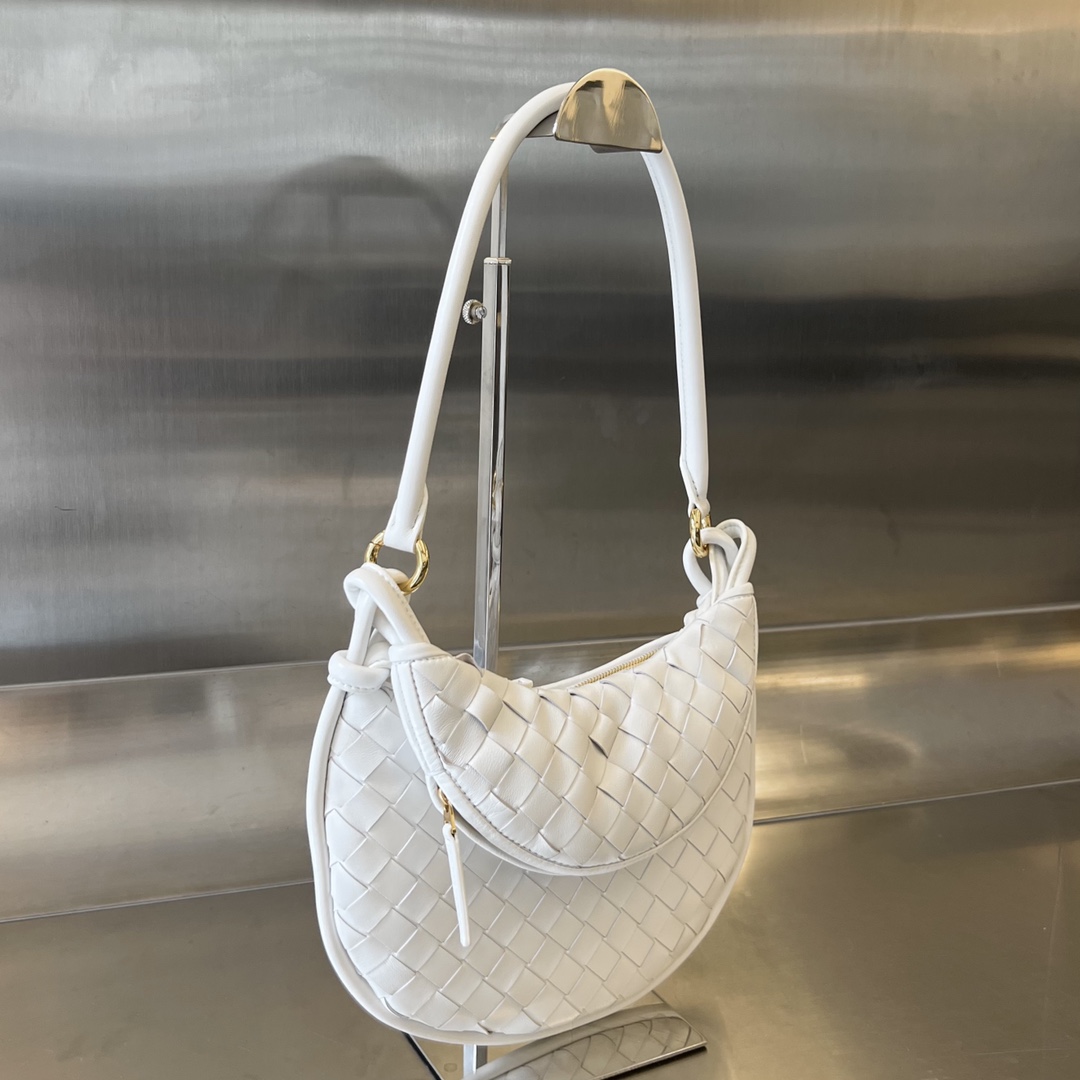 Small Gemelli Intrecciato Leather Shoulder Bag White